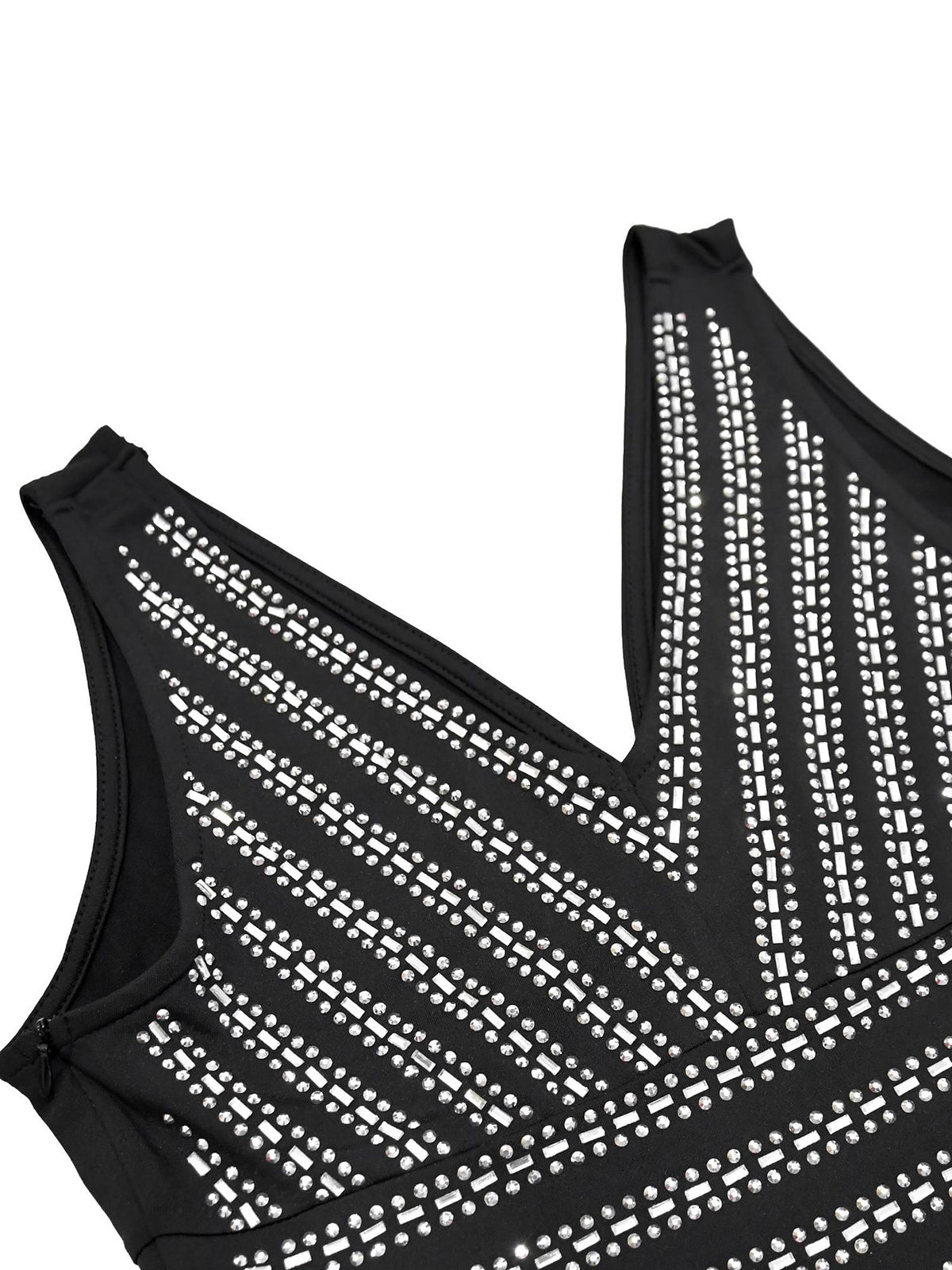 Sexy Rhinestone V Neck Sleeveless Mesh Party Dress