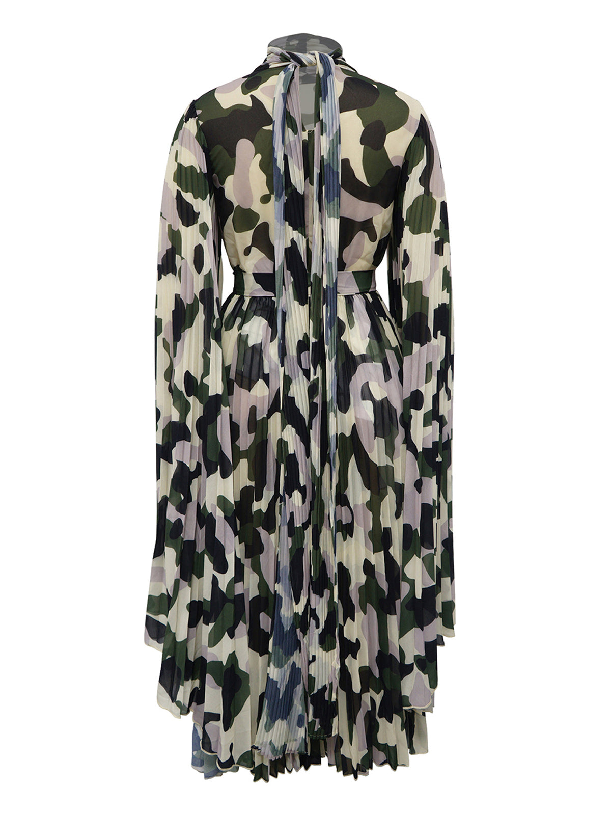 Casual Camouflage Print O Neck Long Dress