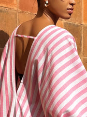 Fashion Striped V-Neck Loose Maxi Dress