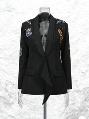 Boutique Rhinestone Butterfly Slim Blazer