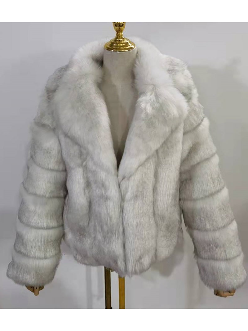 Fashion Faux Fur Suit Collar Jacket Coat