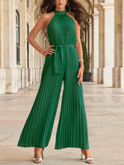 Solid Color Slim Wide Leg Jumpsuit