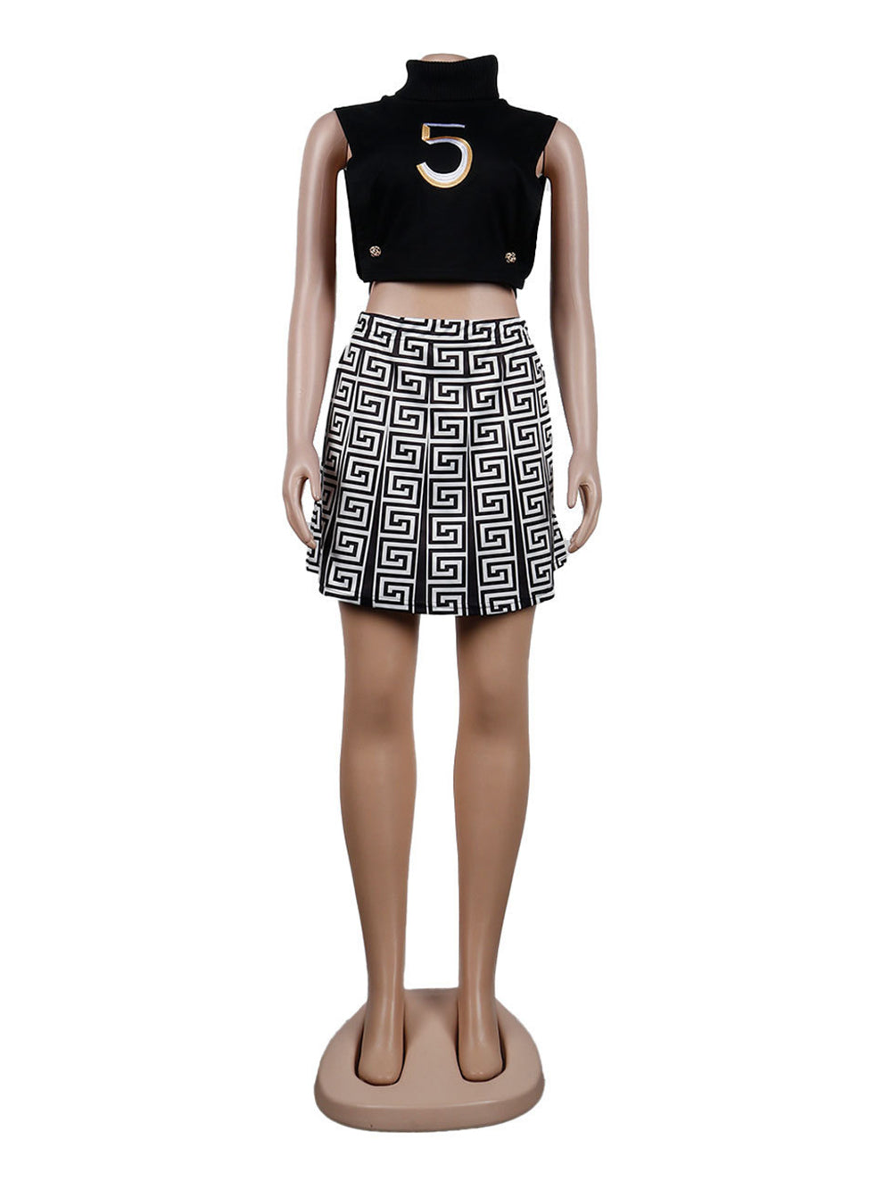 Casual Letter Embroider Crop Top Short Skirt Sets