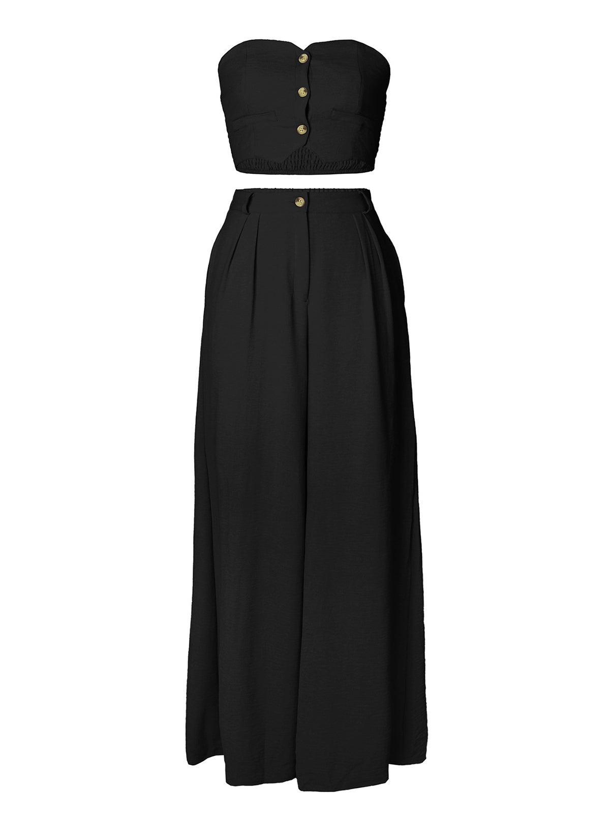 Fashion Elastic Strapless Tube Top Wide Leg Pants Sets