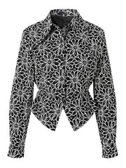Floral Embroidered Asymmetric Blouse-boutique