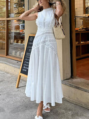 Elegance Lace Patchwork Sleeveless Slim Dress