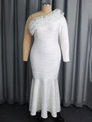 Elegant One Shoulder Ruffle Fishtail Dress