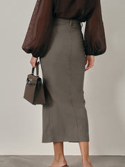 Fashion Slim High Waist Midi Skirt