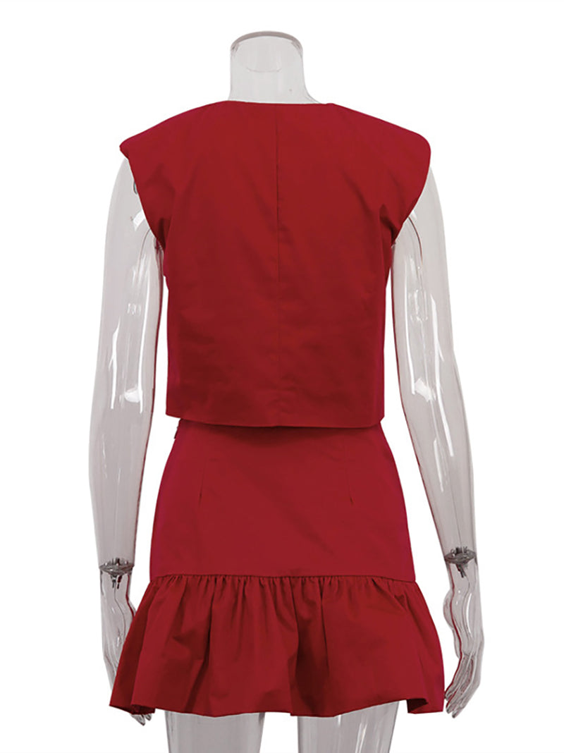 Elegant Sleeveless Tank Tops And Mini Skirts Sets