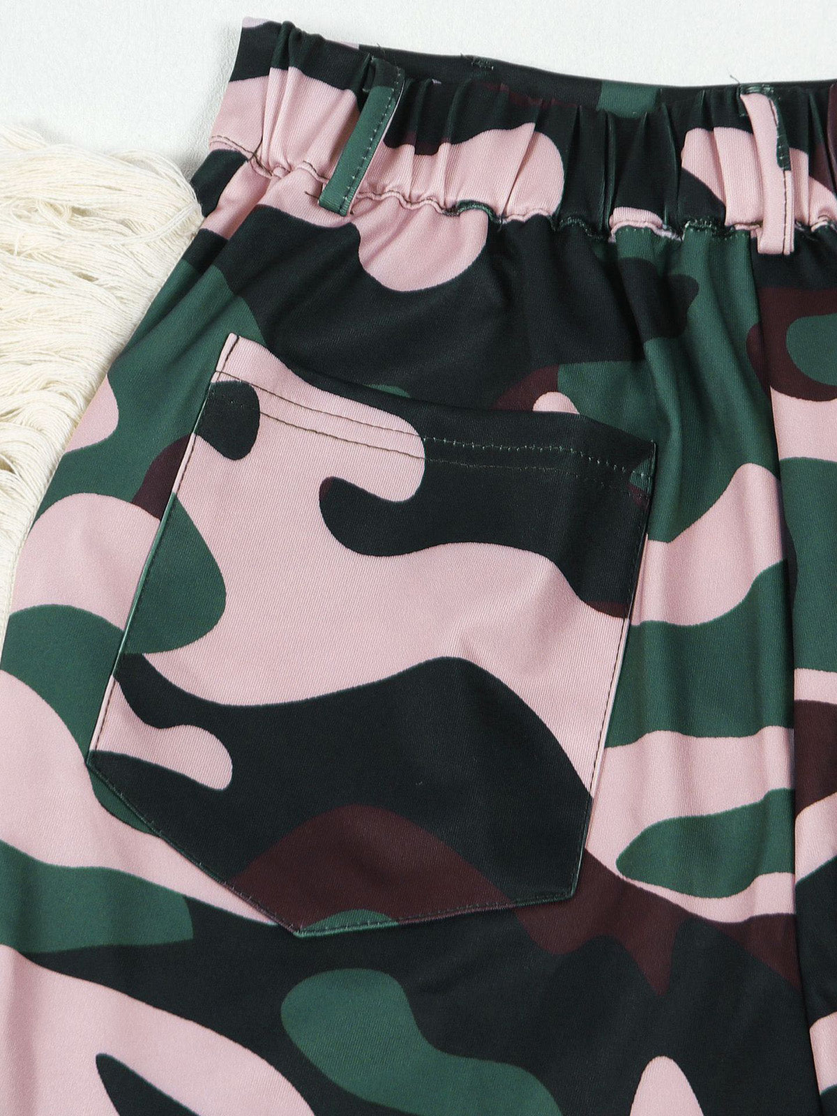 Fashion Fringe Colorblock Leopard Camo Straight Pants