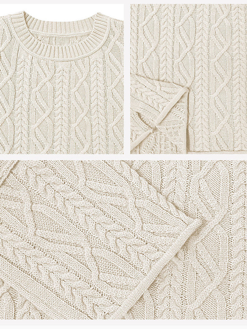 Casual Round Neck Loose Knit Pullover Sweater