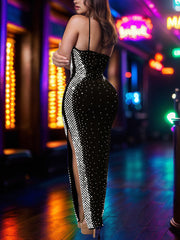 Sexy Rhinestone Bodycon Sleeveless Maxi Dress