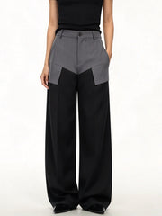 Color Block Wide Leg Tailored Pants