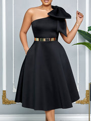 Sexy One Shoulder Bowknot Elegant Party Evening Dress