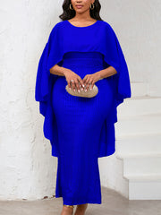 Chiffon Cape Sequin Elegant Party Gown