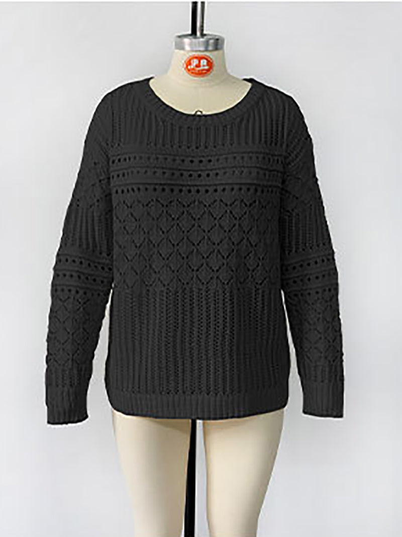 Round Neck Hollow out Knit Sweater