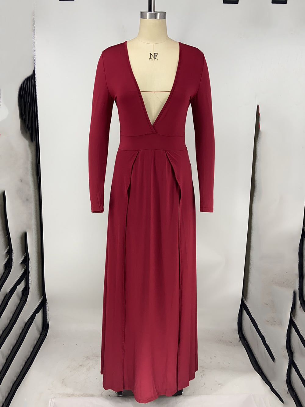 Sexy V Neck Hem High Slit Evening Dress