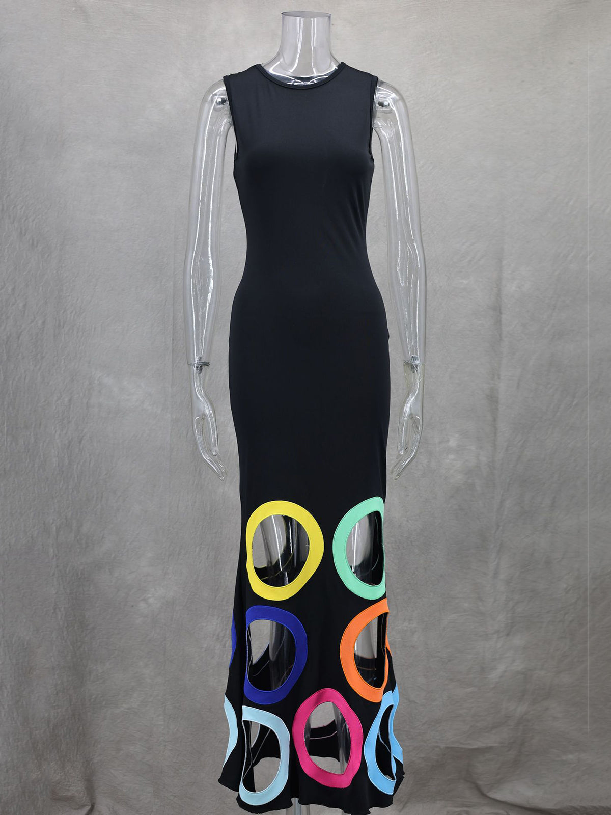 Hollowed Out Sleeveless Slim Fit Tank Long Dress