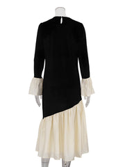 Velvet O-Neck Bell Sleeve Nightclub Party Dress