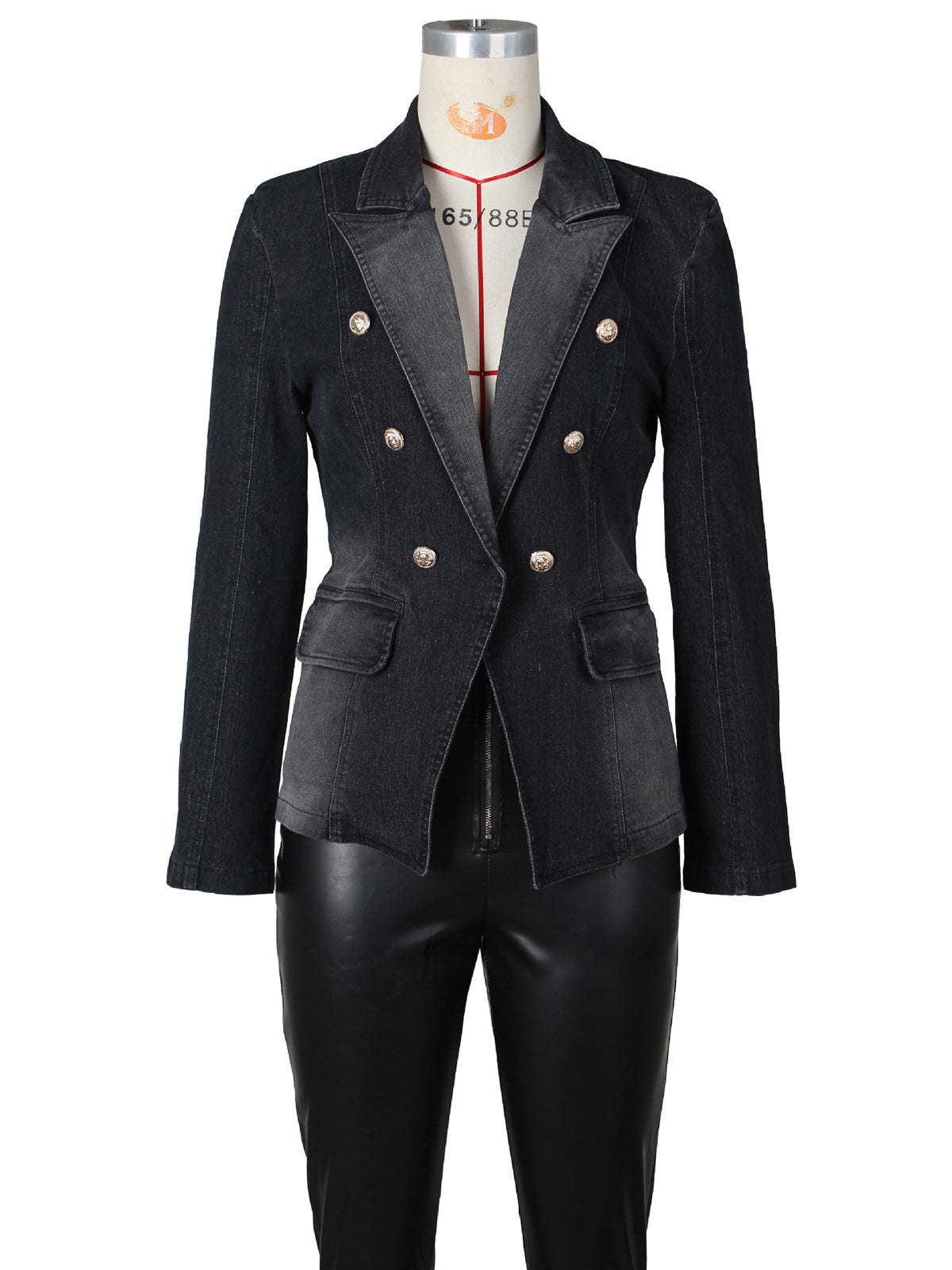 Casual Double-Breasted Denim Blazer