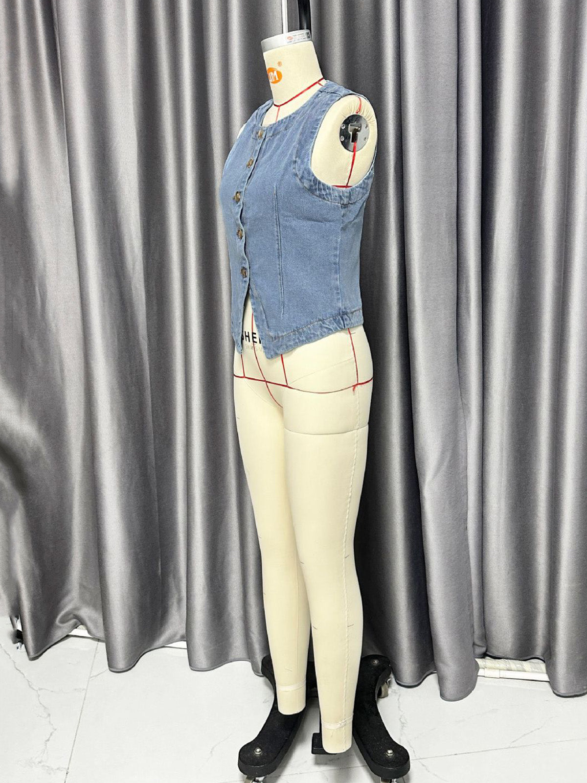 Casual Denim Crewneck Vest Waistcoat