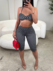 Fashion Polka Dots Halter Top And Capri Set