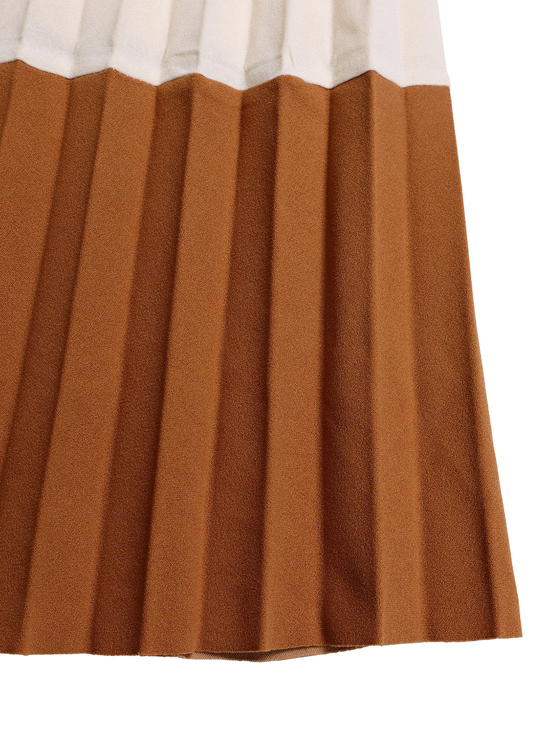 Fashion Slim Two-Tone Belted Pleated Dress