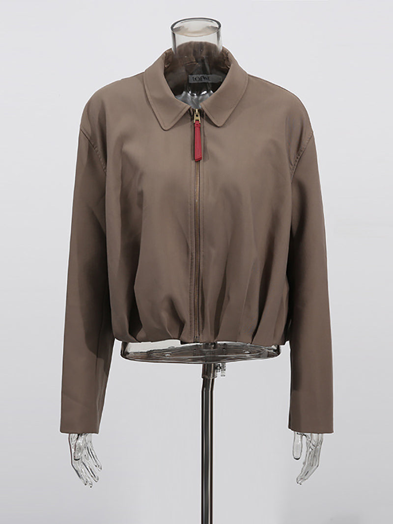 Fashion Lapel Long Sleeve Cropped Jacket