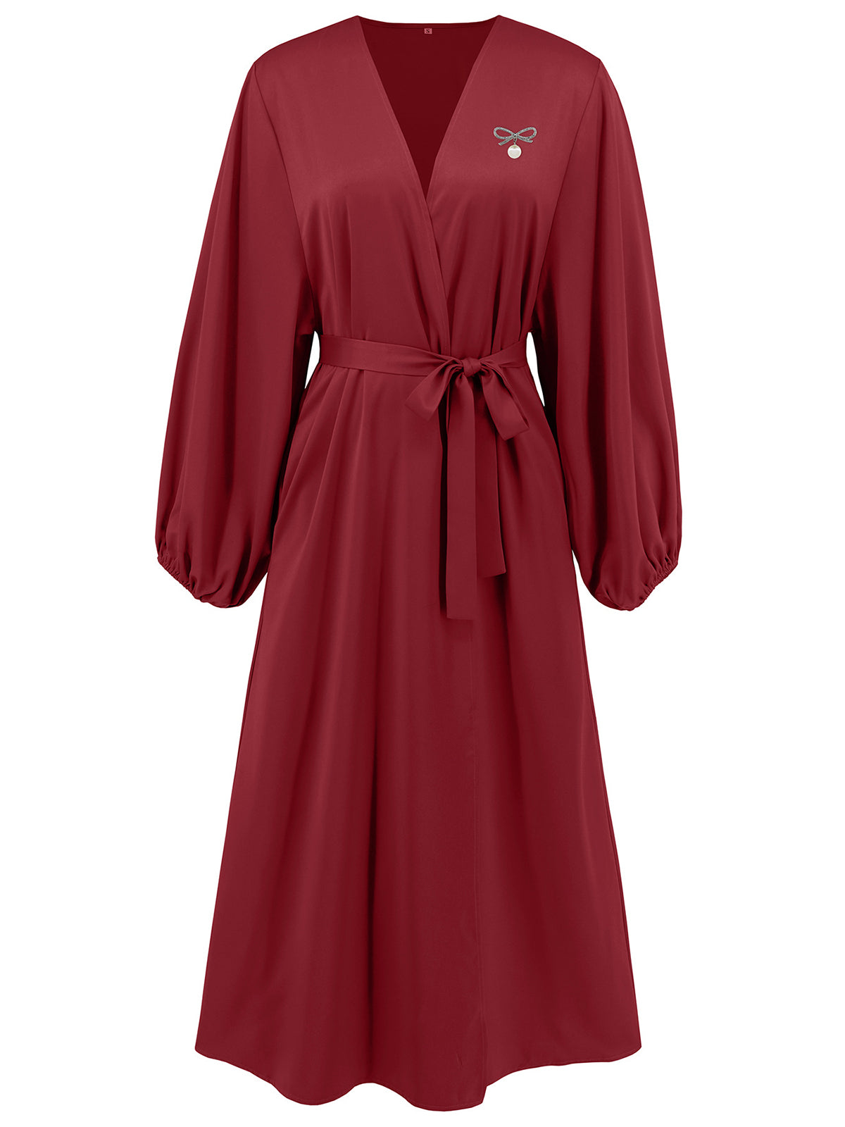 Elegant Lantern Sleeve Cardigan Dress