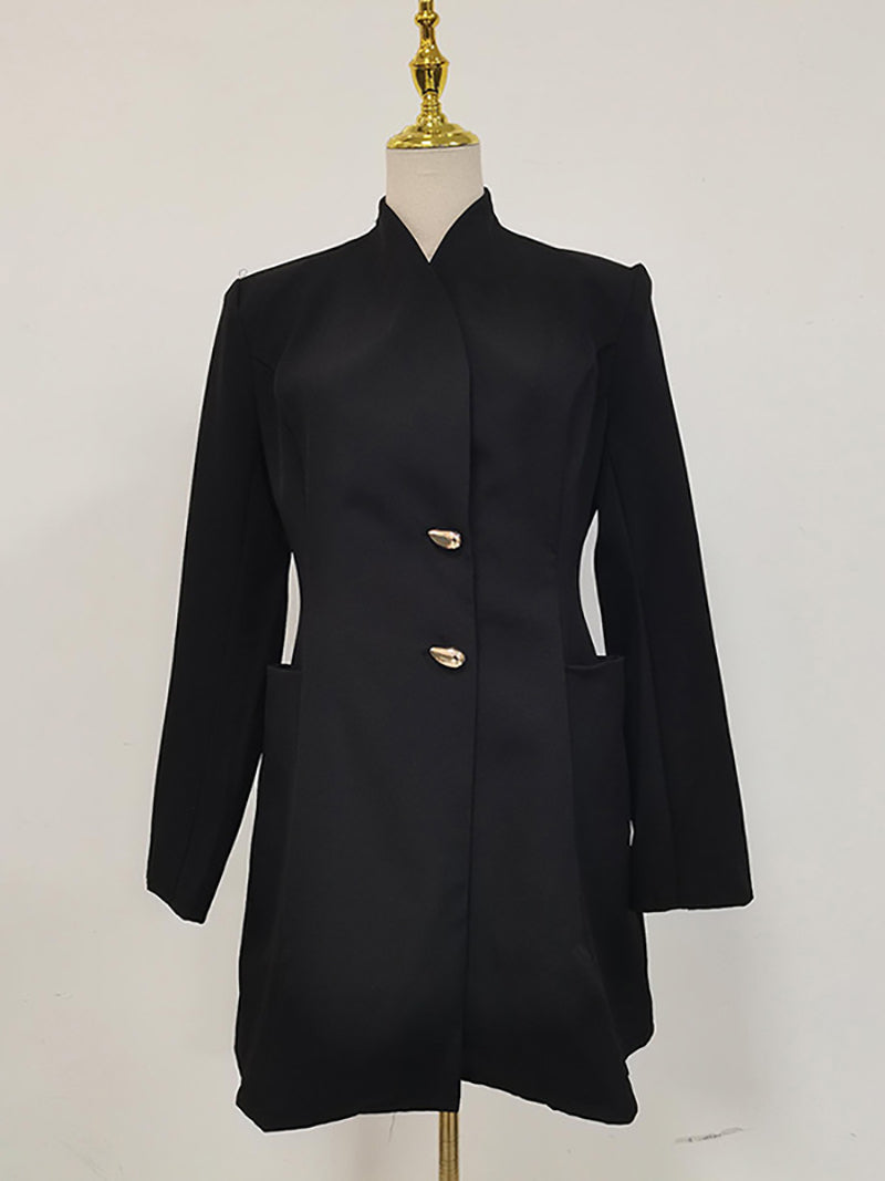 Fashion Button-Up Slim Blazer Dress