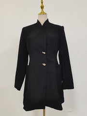 Fashion Button-Up Slim Blazer Dress