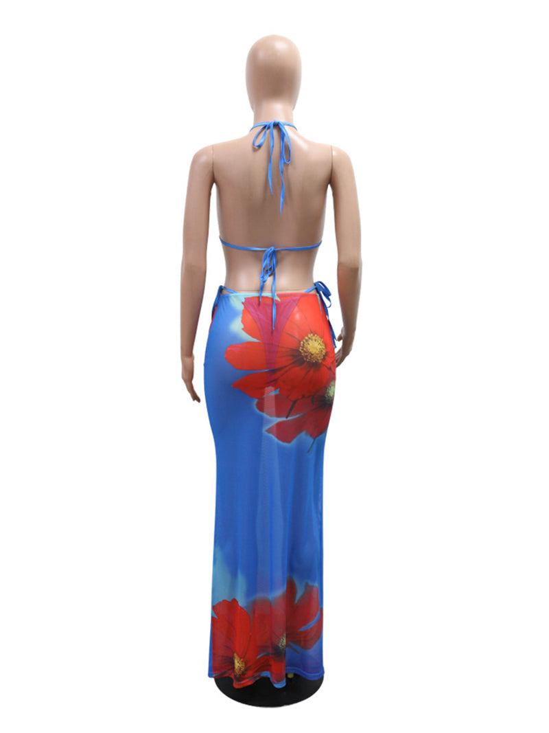 Sexy Print Holiday Beach 3pcs Bikinis Set