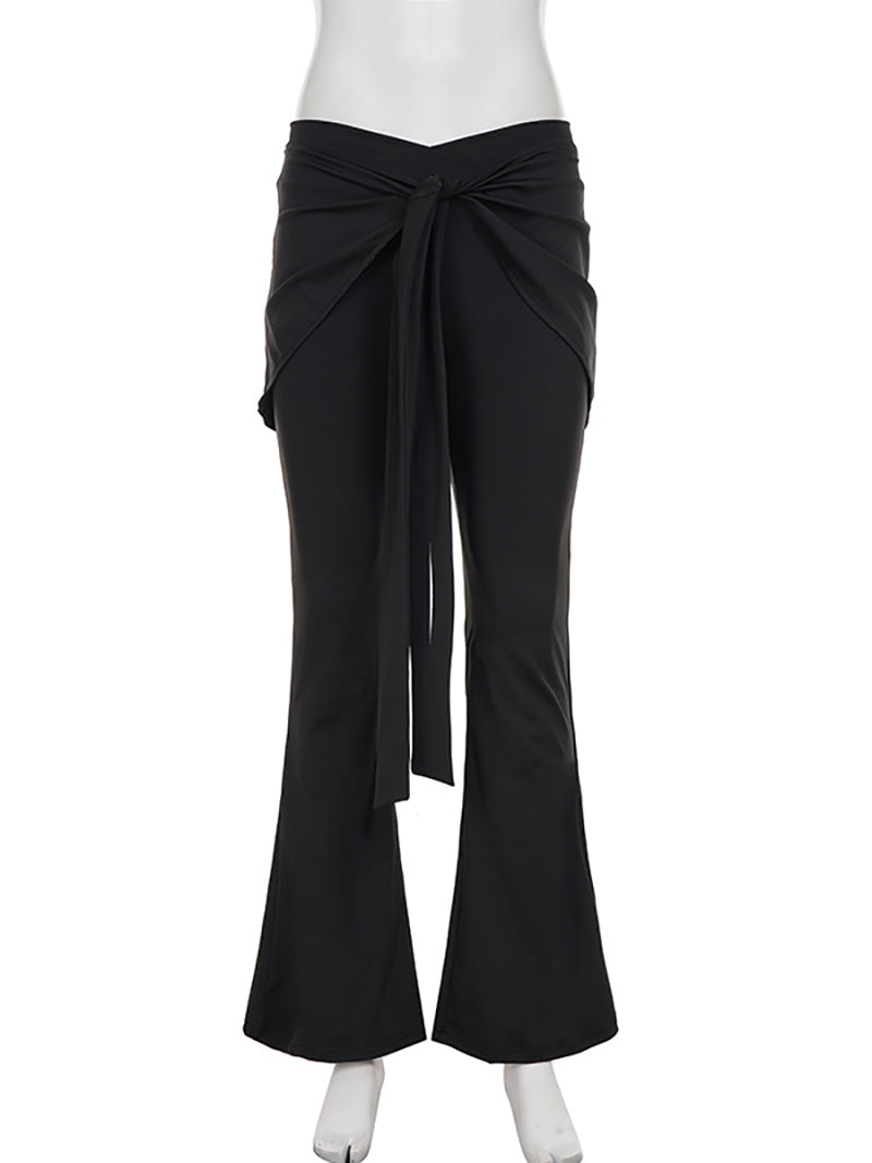 High Waist Bandage Detail Flare Pants