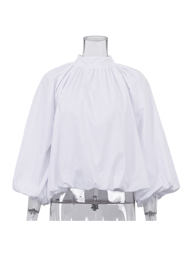 Fashion Backless Bowknot Long Sleeve Loose Shirt