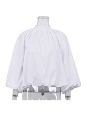 Fashion Backless Bowknot Long Sleeve Loose Shirt