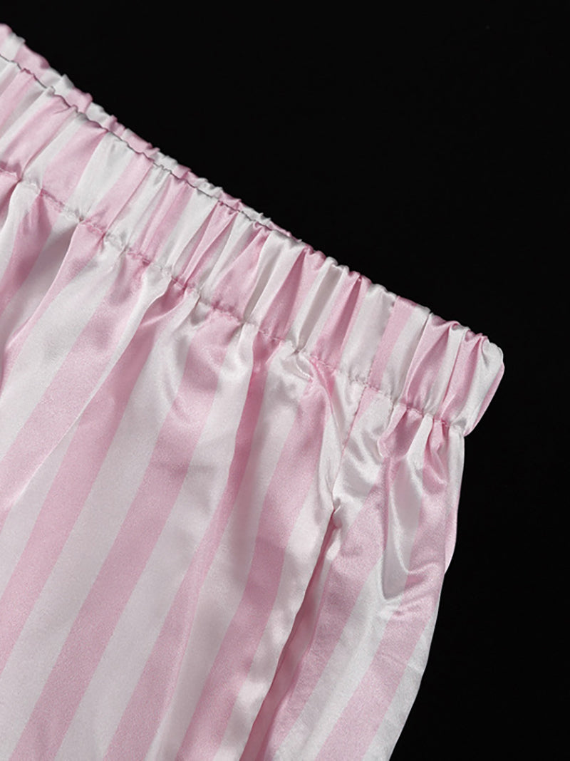 Stripes Loose Top And Straight Leg Trousers Casual Set