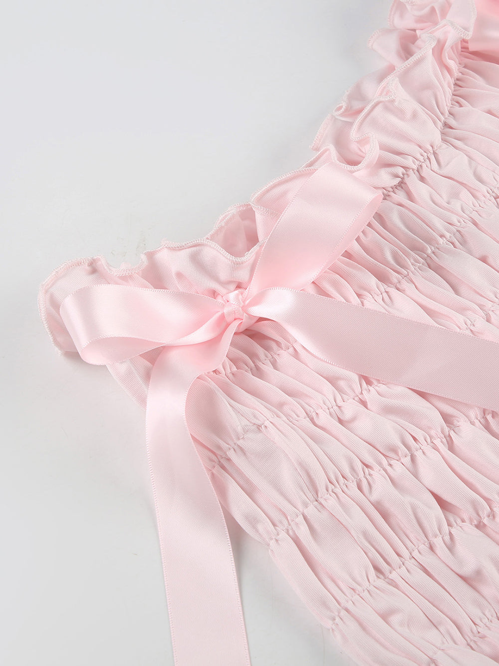 Sexy Bow Spaghetti Strap Top Ruffle Shorts Sets