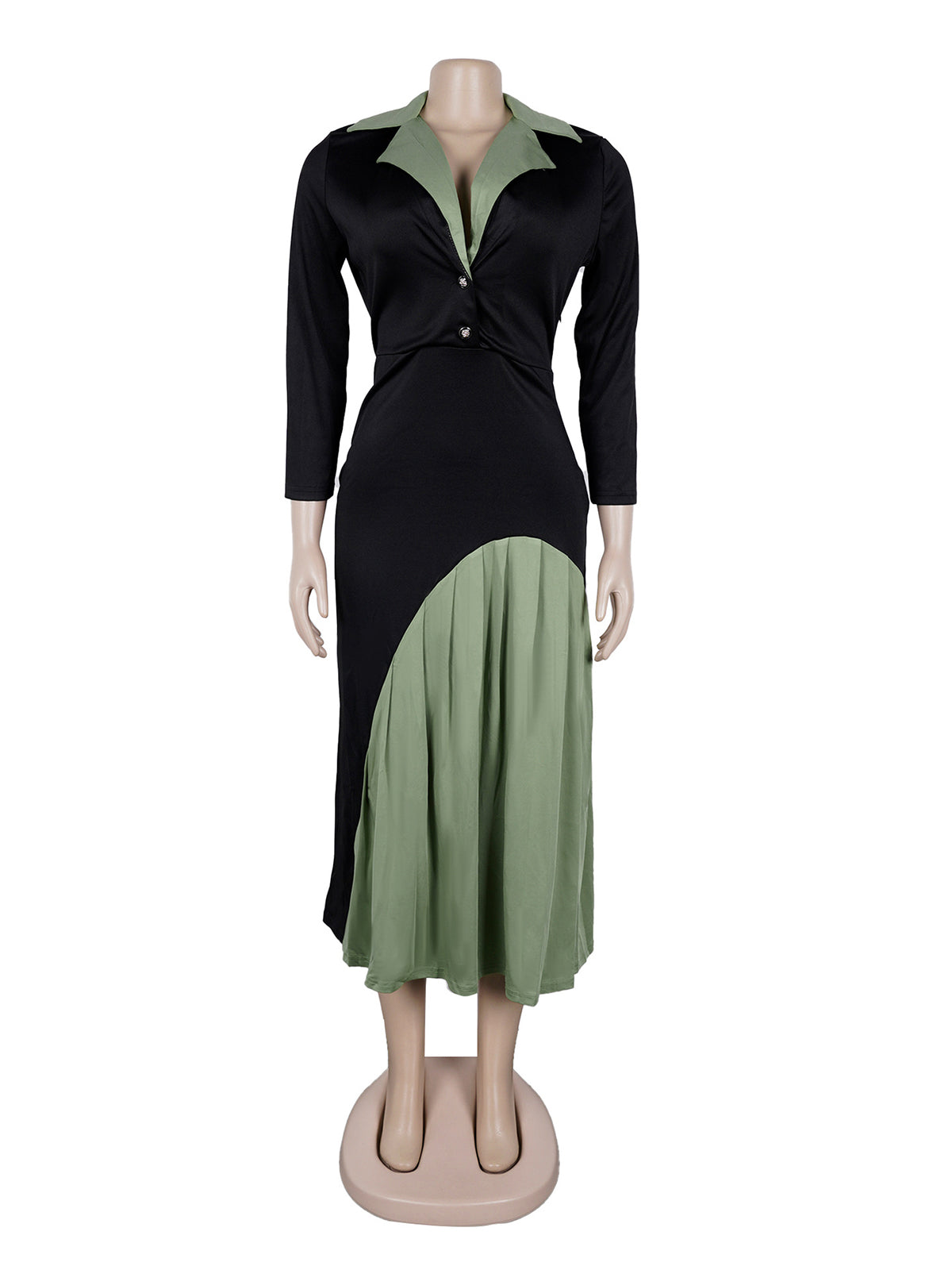 Vintage Sexy V Neck Cinched Waist Slim Midi Dress