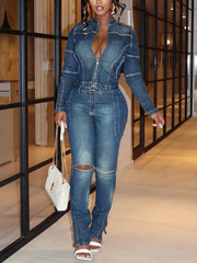 Casual Denim Jacket Straight Jeans Set