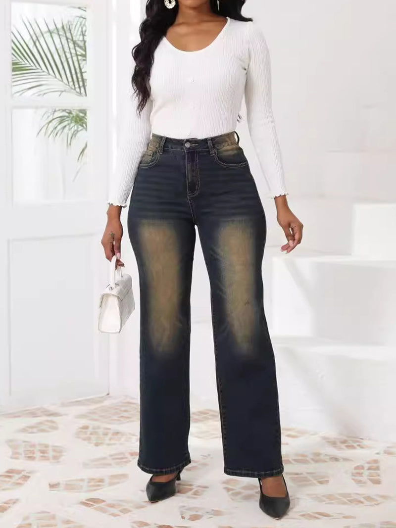 Vintage High Waist Straight Leg Jeans