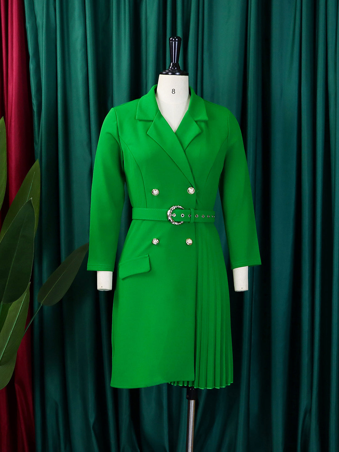 Fashion Cinched Waist Folding Stitching Blazer Dress