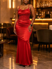 Rhinestone Cowl Neck Cami Maxi Dress