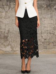 Hollow-Out Minimalist Casual Daily Long Skirt