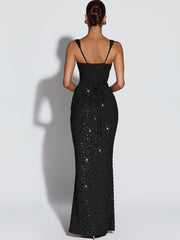 Square Neck Sparkle Maxi Dress