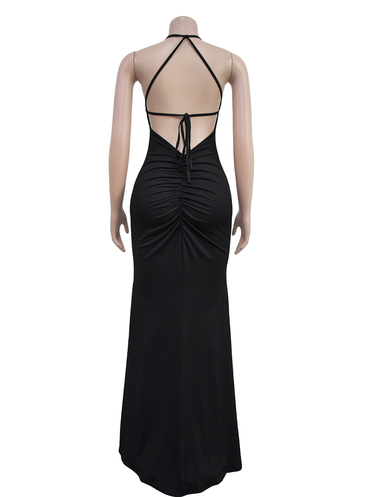 Sexy Halter Backless Hollow out Slim Maxi Dress