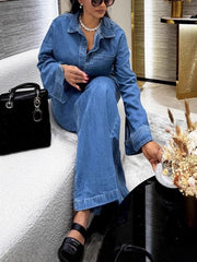 Denim Pocket Jacket and Pants Set