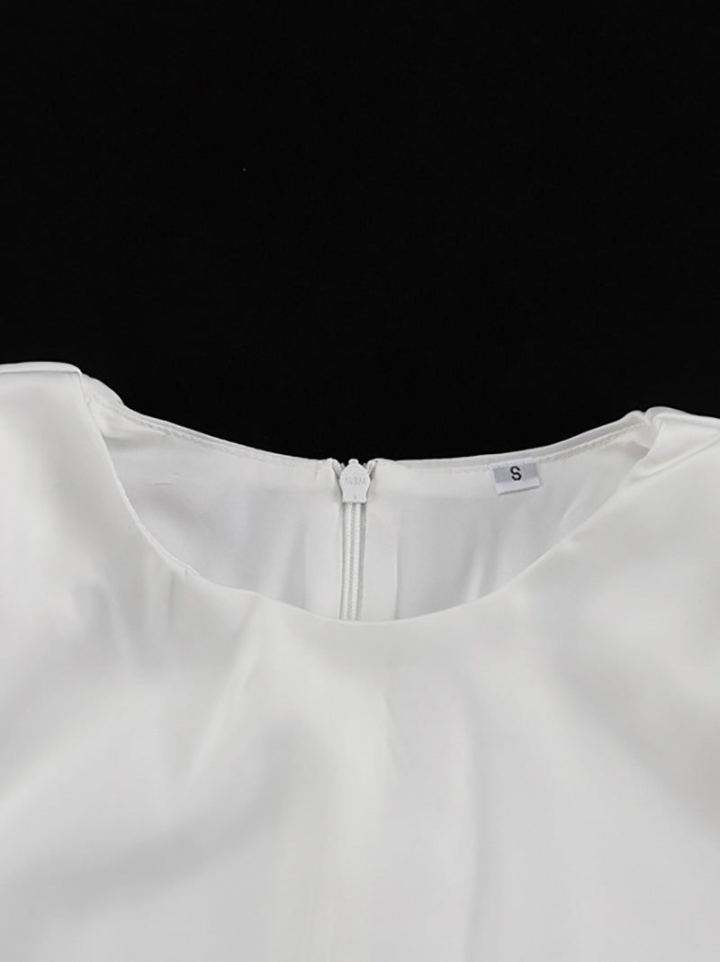 Elegant Round Collar Ruched Mini Dress