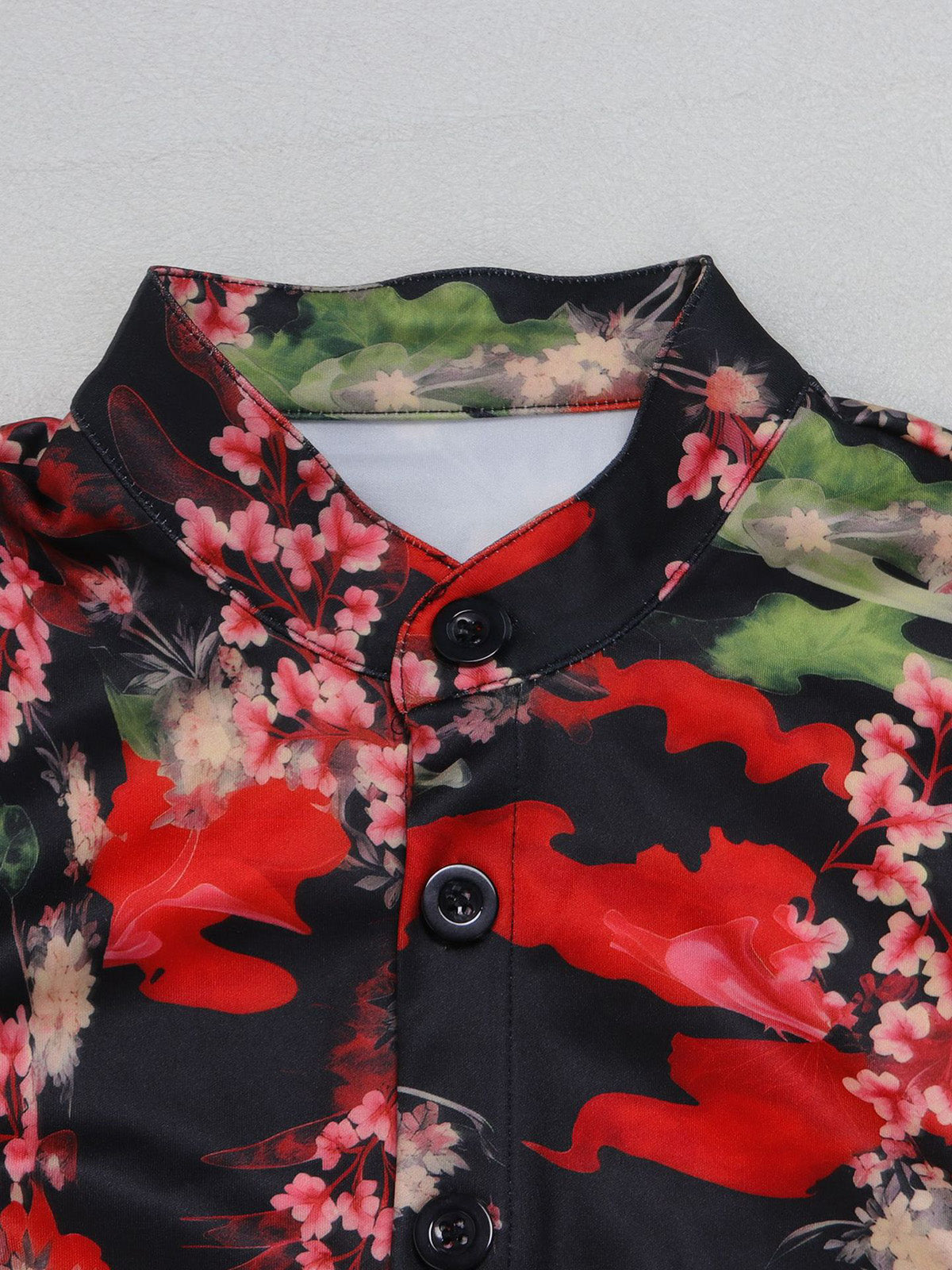 Print Fringe Trim Button Collar Casual Two Piece Set