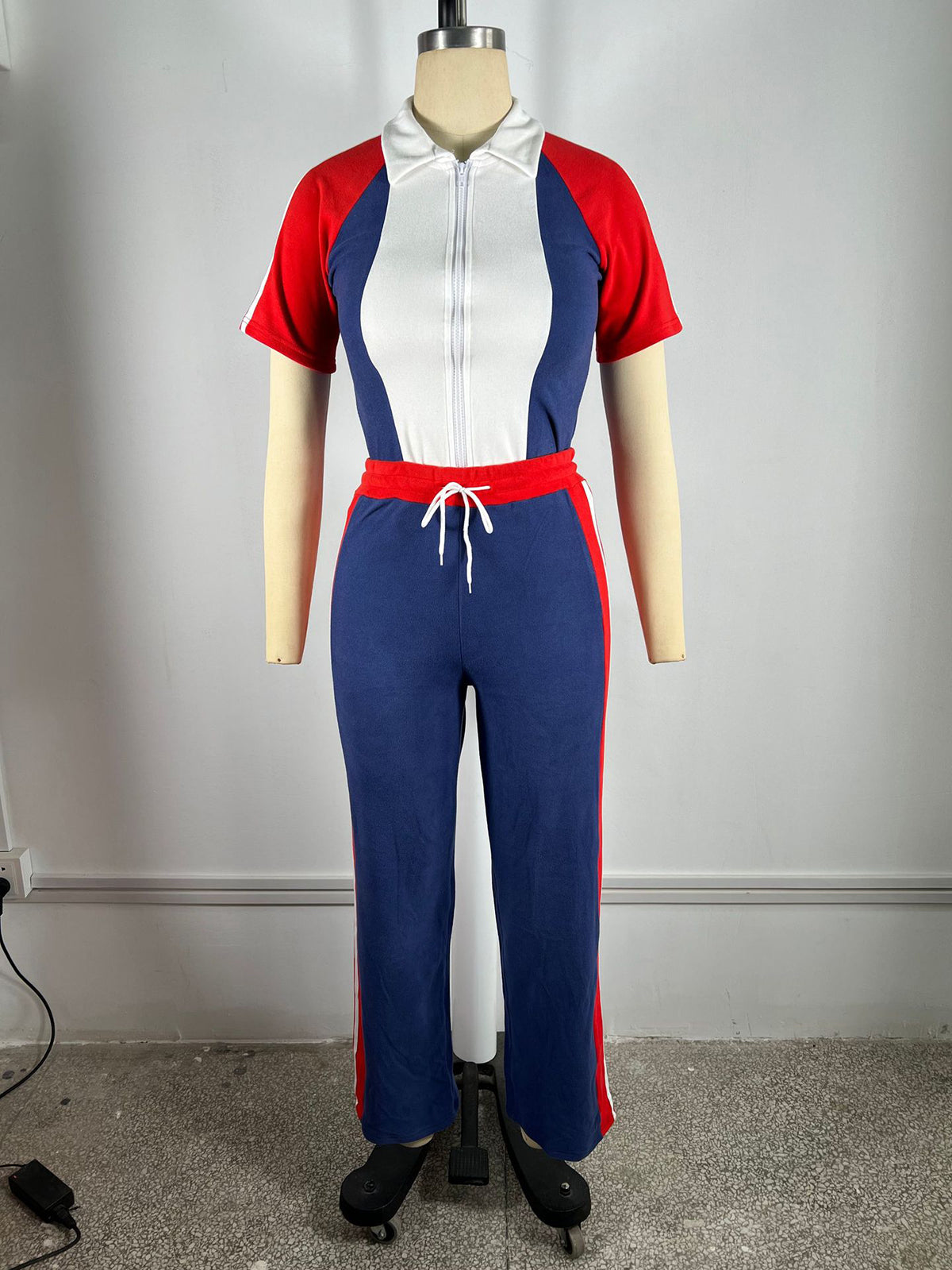 Fashion Short Sleeve Drawstring Pants Sporty Set