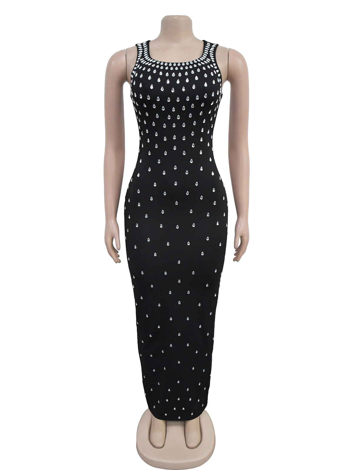 Sexy Rhinestone U Neck Sleeveless Party Club Dress